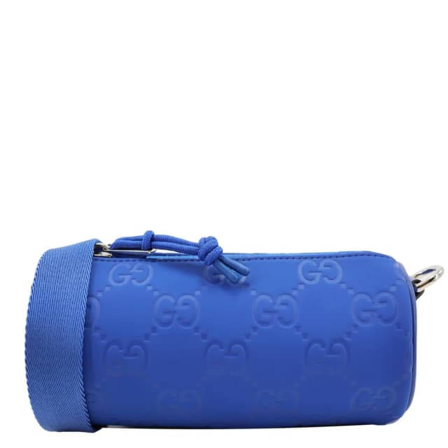 Gucci Edge Cylinder Mini GG Matte Rubber Fabric Shoulder Bag Blue 834248 in Blue from Dallas Designer Handbags, photo 1 of 1