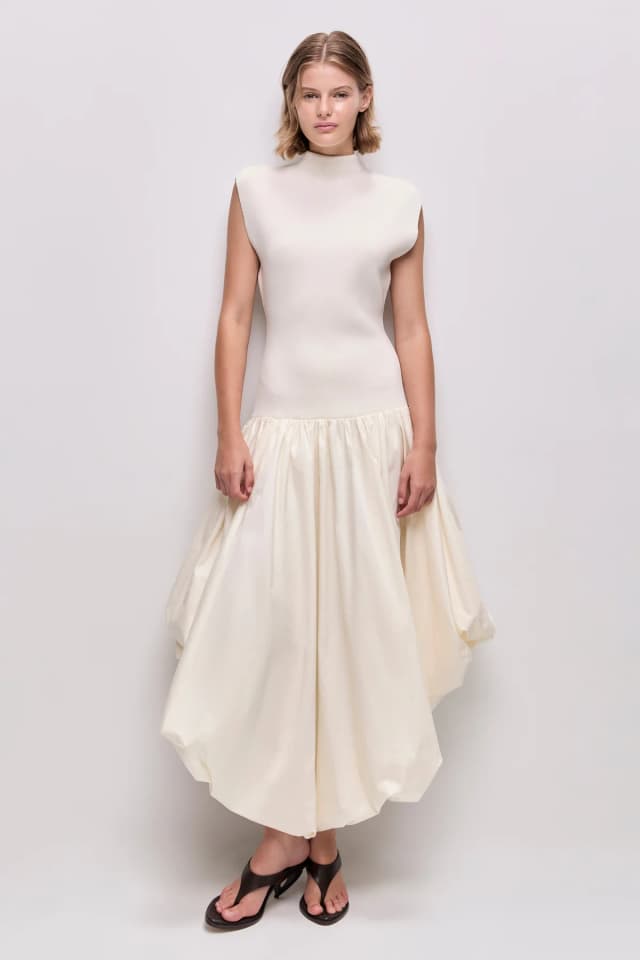 AJE Venetia Knit Midi Dress in CREAM, image 1 of 1 from Aje