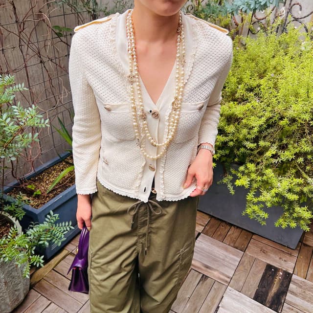 Chanel CC mark button cardigan ivory from VINTAGE QOO TOKYO, photo 1 of 1
