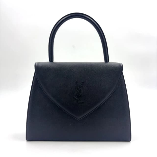 Saint Laurent Logo Embossed Leather Black Handbag Gold in Black Leather from The Reluxe, photo 1 of 1