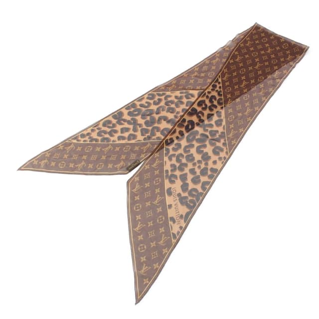 Louis Vuitton Monogram Leopard Sheer Scarf Brown in Brown Silk from The Reluxe, photo 1 of 1