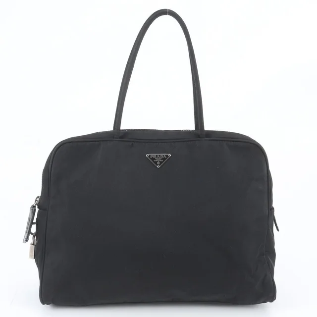 Prada Tag Tessuto Nylon Triangle Logo Leather Tote Bag in White Nylon from The Reluxe, photo 1 of 1