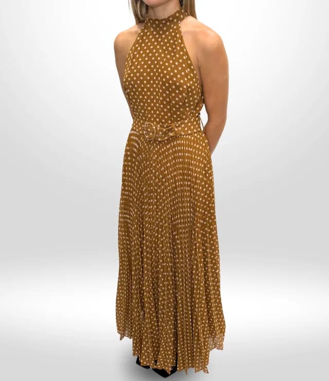 Zimmermann Brown Polkadot Halter Neck Dress Sz 2 in Brown from Revivre Luxury Consignment, photo 1 of 1
