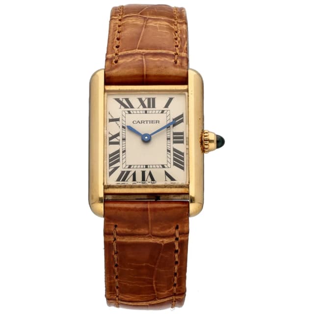 Cartier Tank Louis W1529856 22mm Gold Watch in Gold Leather from H&T, photo 1 of 1