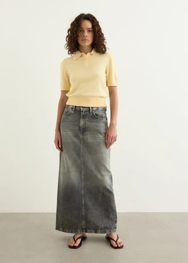 Acne Studios Long Denim Skirt in WASHED BLACK, image 1 of 1 from Incu