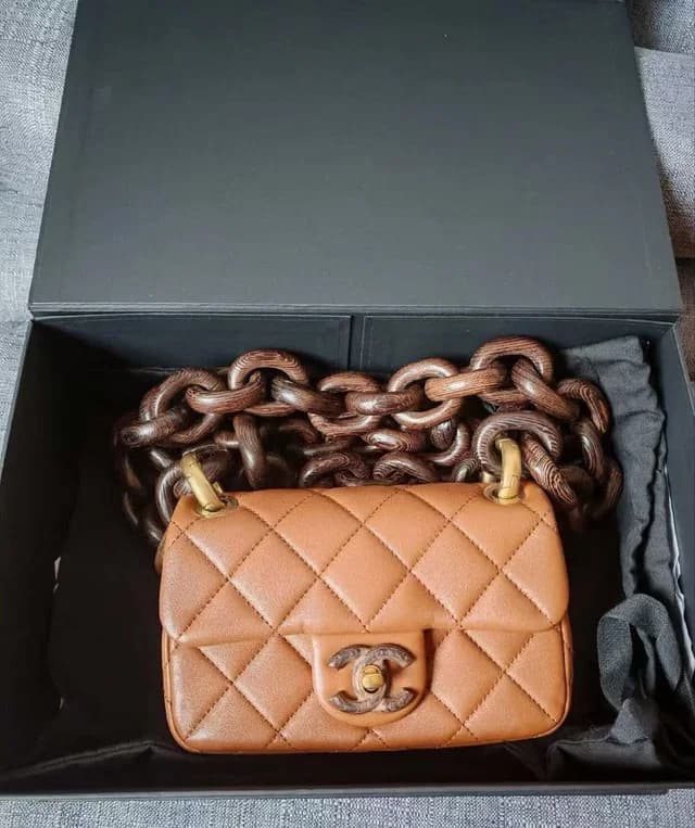 Chanel Lambskin Wood Chain Flap Bag in Lambskin from The Reluxe, photo 1 of 1