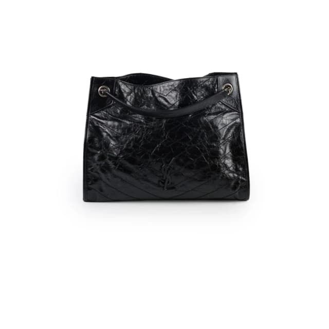 Saint Laurent Large Niki Matelasse Crinkled Leather Tote Black in Black Leather from The Purse Affair, photo 1 of 1