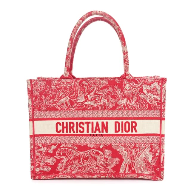 Dior Book Tote Toile de Jouy Embroidered Canvas Bag - Raspberry in Canvas from H&T, photo 1 of 1