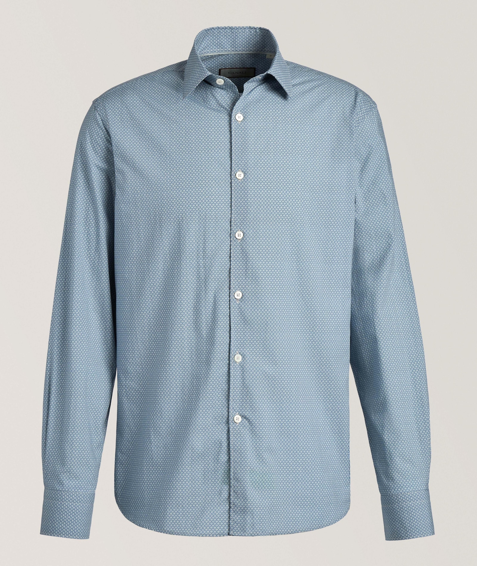 Canali Micro-Print Cotton Shirt in Blue, image 1 of 1 from Harry Rosen