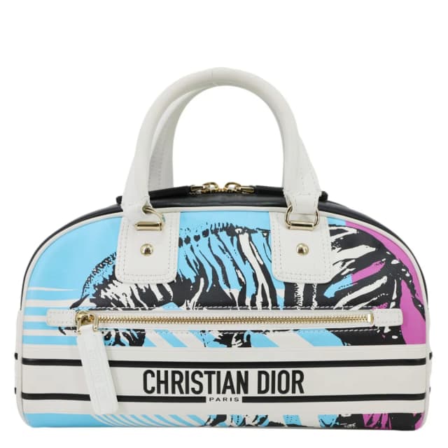 Dior Vibe Zip Bowling Small Calfskin Leather Satchel Bag Blue in Blue Calfskin from Dallas Designer Handbags, photo 1 of 1