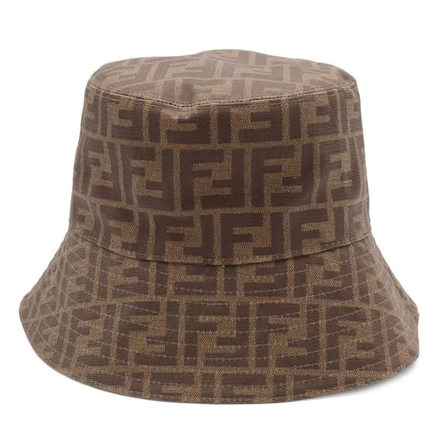 Fendi Zucca Fabric Reversible Bucket Hat Polyester 65% Cotton 35% Brown Beige in Brown Resin from The Reluxe, photo 1 of 1