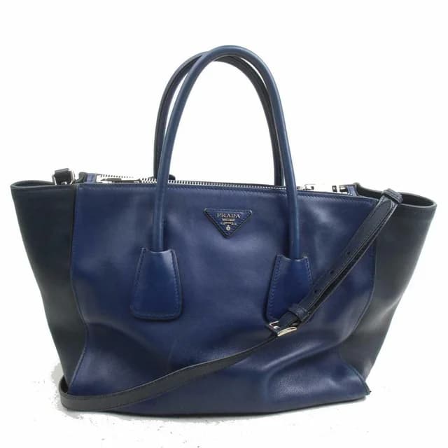 Prada 872320 Blue Bicolor Galleria Tote with Strap 2way in Blue Leather from Bagriculture, photo 1 of 1
