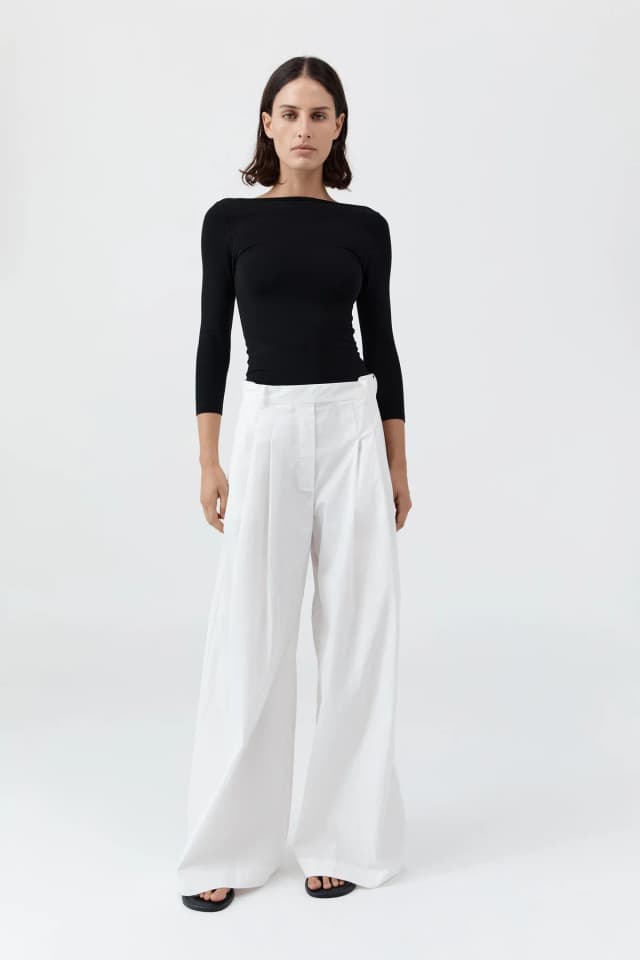 St Agni Soft Jersey Ballerina Top - Jet Black, image 1 of 1 from St. Agni