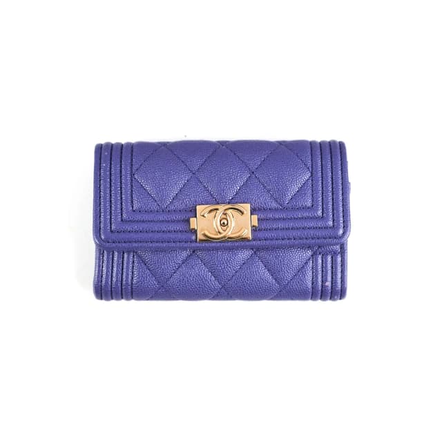 Chanel Boy Flap Wallet Purple in Purple Caviar leather from The Purse Affair, photo 1 of 1