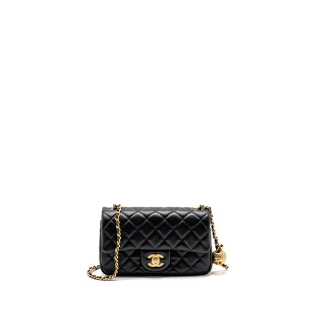Chanel Pearl Crush mini rectangular Flap bag lambskin black GHW (microchip) in Black Lambskin from EMIER, photo 1 of 1