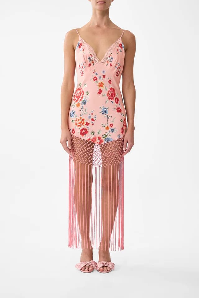 Camilla eBoutique V NECK BIAS SLIP DRESS WITH FRINGING MAJESTIC MILLA, image 1 of 1 from CAMILLA