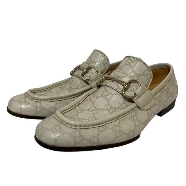Gucci GG Guccissima Leather Horsebit Loafers Shoes White 40.5 in White Leather from The Reluxe, photo 1 of 1