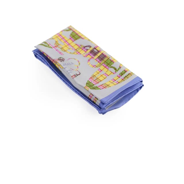 Hermès Scarf 42 x 42 Purple/Yellow/Pink/Grey in Pink Silk from The Purse Affair, photo 1 of 1