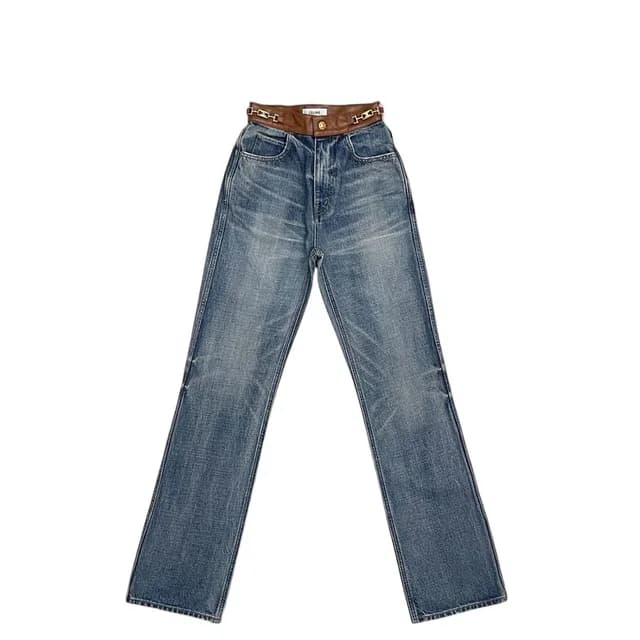 Celine Denim Pants Blue Brown Margaret Waist 57 Bottom Long in Brown Denim from The Reluxe, photo 1 of 1