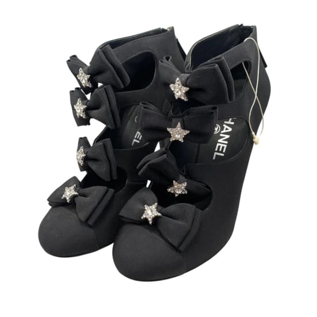 Chanel Short Boots Star Ribbon Open Black Silver in Black from The Reluxe, photo 1 of 1
