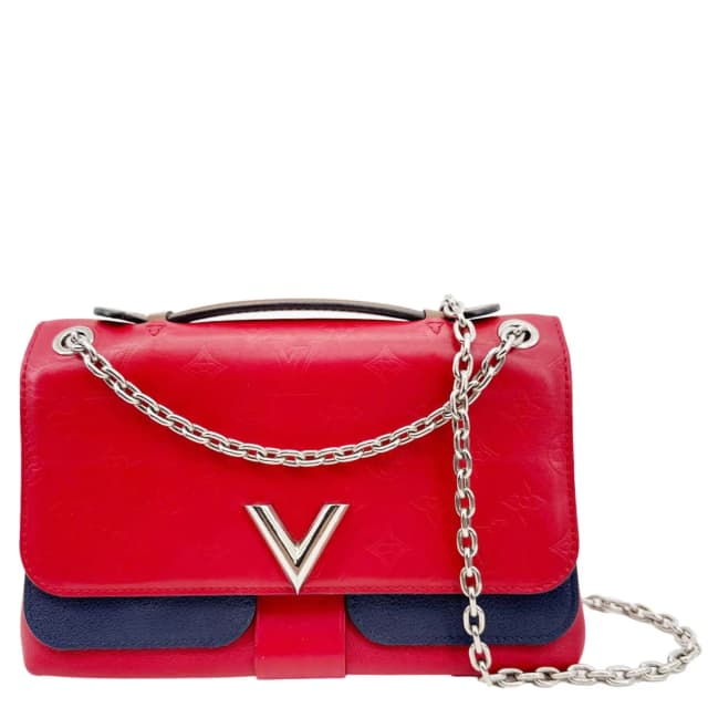 Louis Vuitton Very Chain Cuir Plume Ecume Leather Shoulder Bag Red in Red Leather from Dallas Designer Handbags, photo 1 of 1
