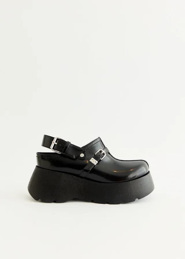 Ganni Platform Oleatex Clogs in Black 099, image 1 of 1 from Incu