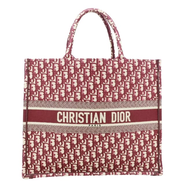 Dior Book Large Oblique Embroidery Canvas Tote Bag Burgundy in Burgundy Canvas from Dallas Designer Handbags, photo 1 of 1