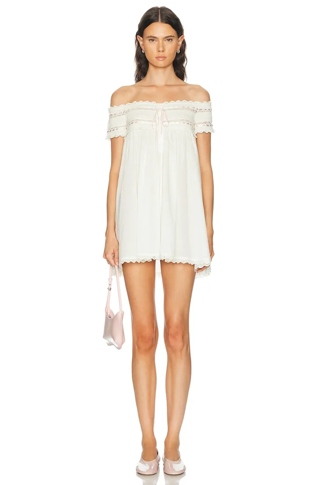 LPA Cassia Mini Dress in Beige, image 1 of 1 from FWRD