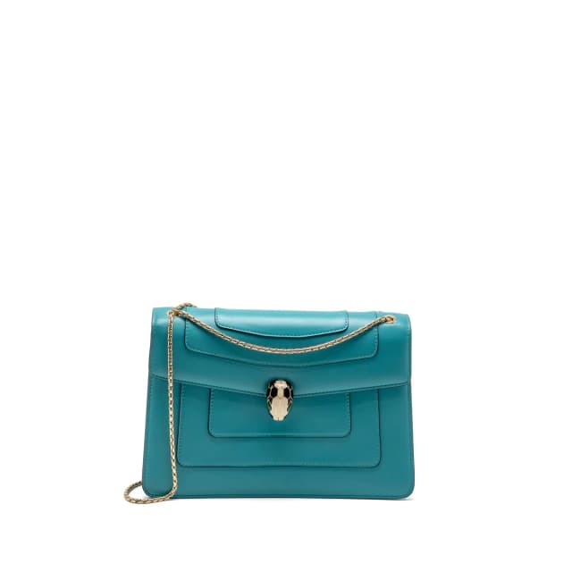 Bvlgari Serpenti Forever Shoulder Bag Calfskin Turquoise LGHW in Blue Calfskin from EMIER, photo 1 of 1