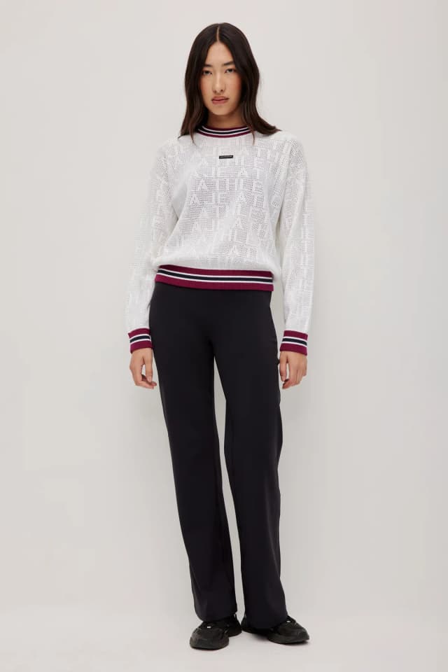 Athletica Contrast Logo Knit Crew 417 in IVORY, image 1 of 1 from Aje