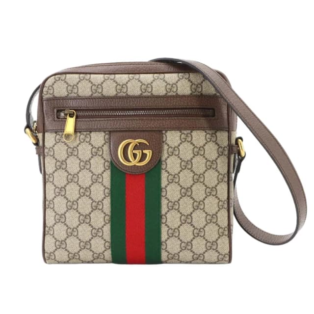 Gucci Ophidia Small Messenger Shoulder Bag GG Supreme Leather Beige Brown in Brown Leather from The Reluxe, photo 1 of 1