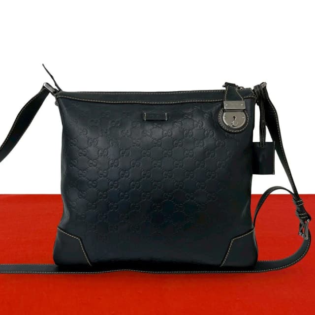 Gucci With Key Guccissima GG Patter Leather Shoulder Bag Cross Dark Navy in Navy Leather from The Reluxe, photo 1 of 1