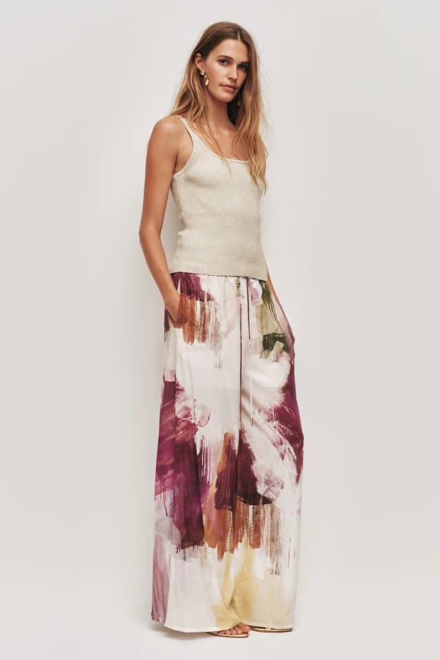 AJE Atomic Silk Pant in IMPRESSIONIST, image 1 of 1 from Aje