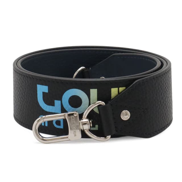 Louis Vuitton Shoulder Strap Rainbow Logo Taurillon Leather Black Navy Silver in Black Leather from The Reluxe, photo 1 of 1