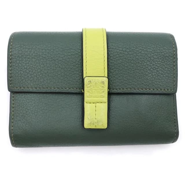 Loewe Anagram Small Vertical Compact Wallet Trifold Khaki in Green from The Reluxe, photo 1 of 1