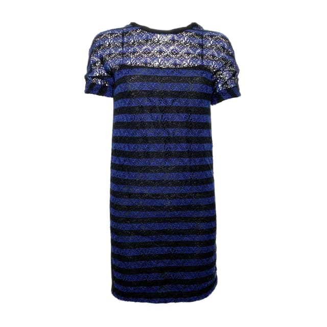Louis Vuitton Fleur Blue & Black Lace Cotton & Silk Dress in Black & Blue Cotton Blend & Silk from Designer Archives, photo 1 of 1