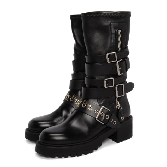 Dior Calf D-Fight Buckled Boots 38 in Black from Blue Spinach, photo 1 of 1