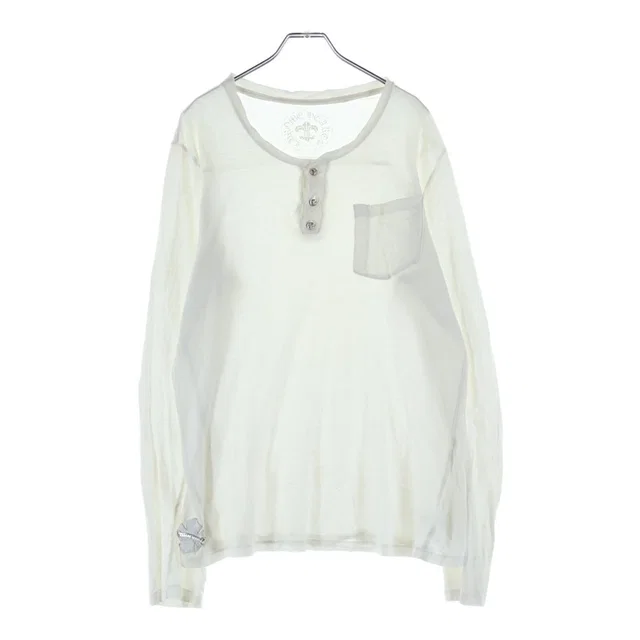 Chrome Hearts Vintage Ball Button Long Sleeve Tee Cross Henley Neck T-Shirt from The Reluxe, photo 1 of 1