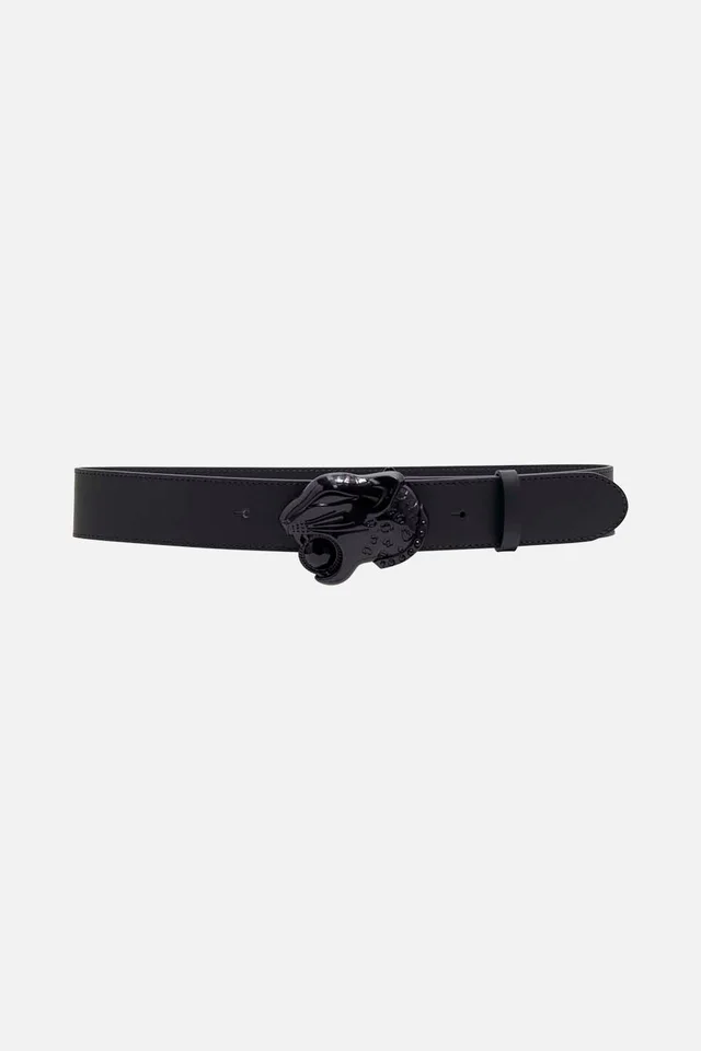 Camilla eBoutique (AU) LEOPARD HEAD BUCKLE BELT SOLID BLACK, image 1 of 1 from CAMILLA