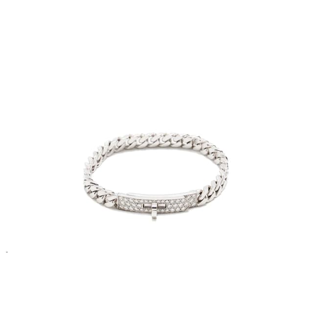 Hermès Size ST Kelly Gourmette bracelet, very small model, White Gold, Diamonds in White from EMIER, photo 1 of 1