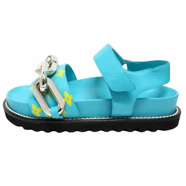 Louis Vuitton Paseo Line Chain Monogram Sandals Shoes Leather in Leather from The Reluxe, photo 1 of 1