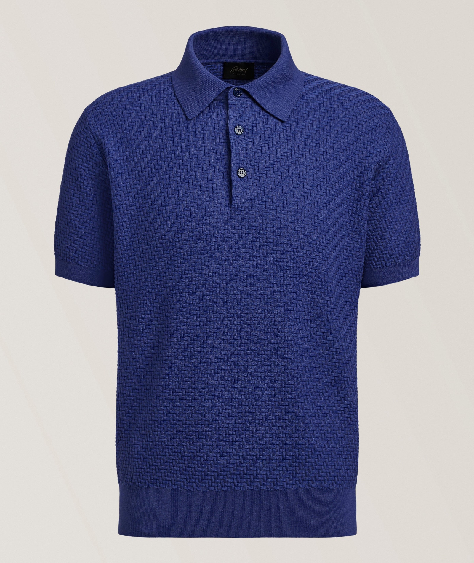 Cotton-Silk-Cashmere Trama Polo in Blue, image 1 of 1 from Harry Rosen