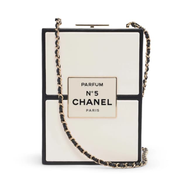 Chanel No. 5 Parfum Box Minaudiere in White Leather from Blue Spinach, photo 1 of 1