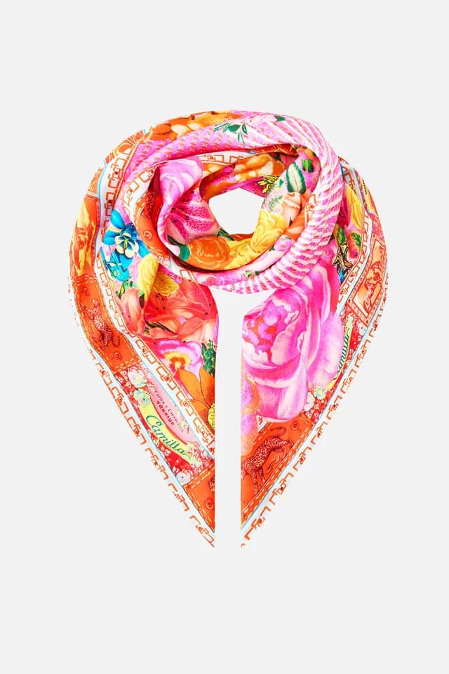 Camilla eBoutique LARGE CRYSTALLED SILK SQUARE SCARF ILLUSTRATION NATION, image 1 of 1 from CAMILLA