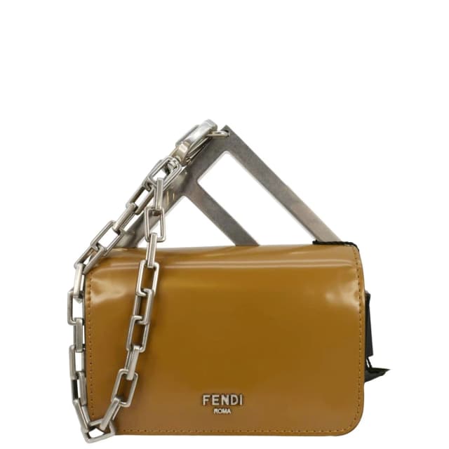 Fendi Nano F Leather Clutch Bag Brown in Brown Leather from Dallas Designer Handbags, photo 1 of 1