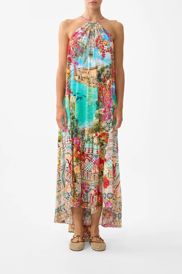 Camilla eBoutique GATHER NECK HARDWARE MAXI DRESS MEET ME IN MALLORCA, image 1 of 1 from CAMILLA