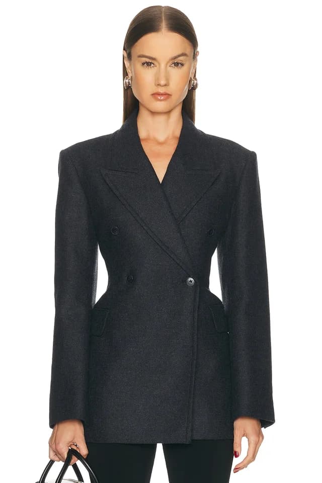 EAVES Hulda Wool Flannel Blazer in Grey, image 1 of 1 from FWRD