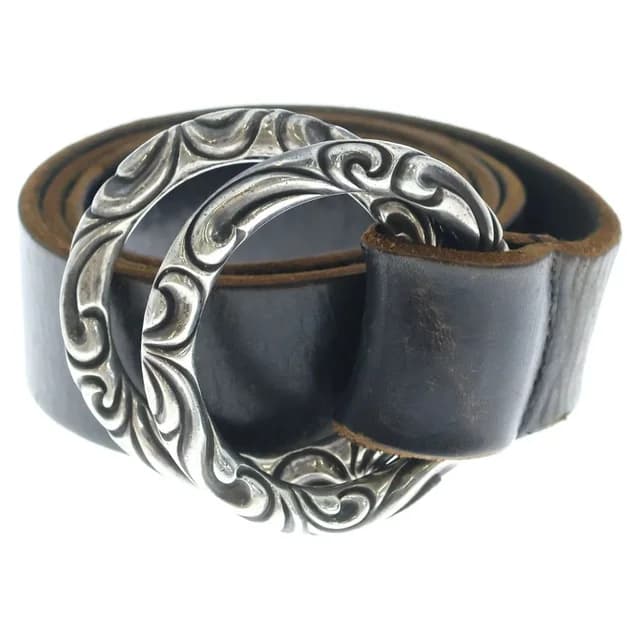 Chrome Hearts Double Scroll Ring Belt Leather Black Silver in Black Leather from The Reluxe, photo 1 of 1