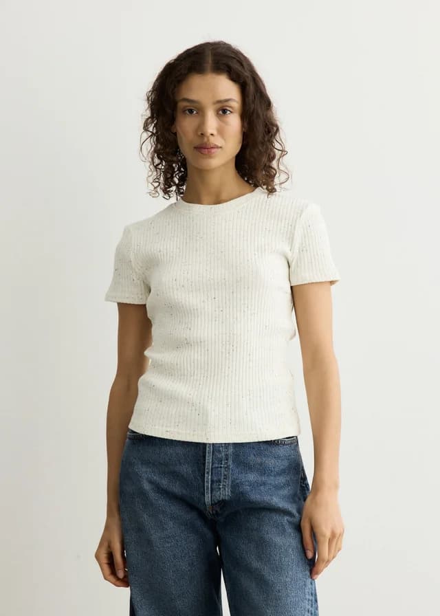Samsoe Samsoe Sanell T-Shirt in EGRET MEL, image 1 of 1 from Incu