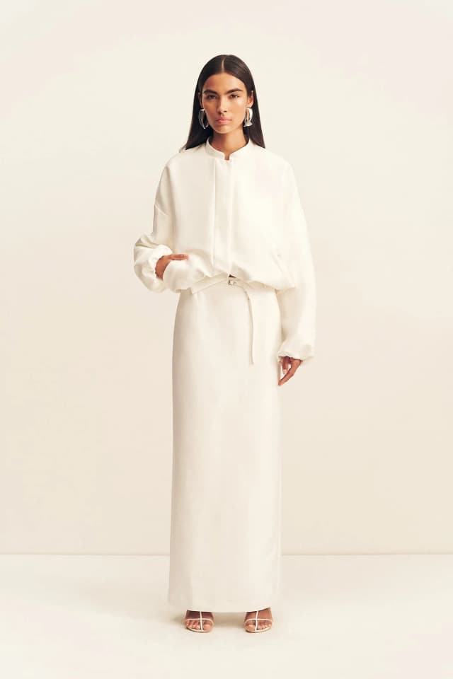 Shona Joy OTIS OVERSIZED BOMBER JACKET - IVORY, image 1 of 1 from Shona Joy
